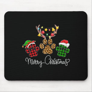 Merry Christmas Dog Paws Lights Buffel Plaid en Muismat