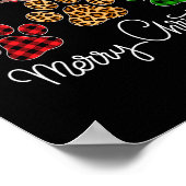 Merry Christmas Dog Paws Lights Buffel Plaid en Poster (Hoek)