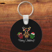 Merry Christmas Dog Paws Lights Buffel Plaid en Sleutelhanger (Voorkant)