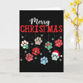 Merry Christmas Dog Paws Lights Funny Xmas Womens Kaart (Gele Bloem)