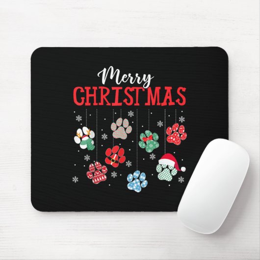 Merry Christmas Dog Paws Lights Funny Xmas Womens  Muismat (Met muis)