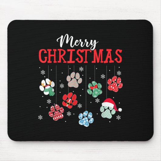 Merry Christmas Dog Paws Lights Funny Xmas Womens  Muismat (Voorkant)
