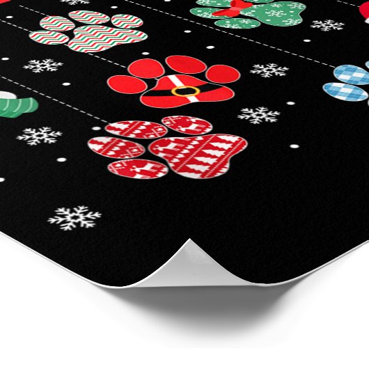 Merry Christmas Dog Paws Lights Funny Xmas Womens  Poster (Hoek)