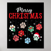 Merry Christmas Dog Paws Lights Funny Xmas Womens  Poster (Voorkant)