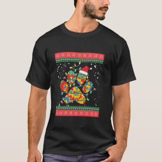 Merry Christmas Dog Paws Lights Schattige Xmas Gif T-shirt