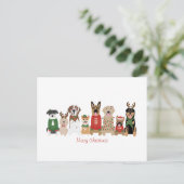 Merry Christmas Dogs Red Green Briefkaart (Staand voorkant)
