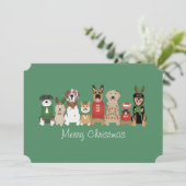 Merry Christmas Dogs Red Green Feestdagenkaart (Staand voorkant)