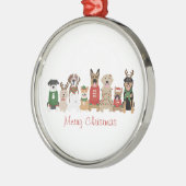 Merry Christmas Dogs Red Green Metalen Ornament (Links)