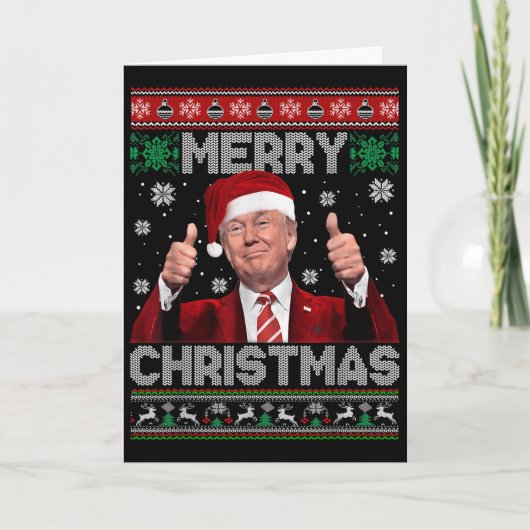 Merry Christmas Donald Trump Santa Family Xmas Ugl Kaart (Voorkant)