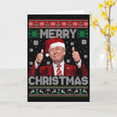 Merry Christmas Donald Trump Santa Family Xmas Ugl Kaart (Gele Bloem)