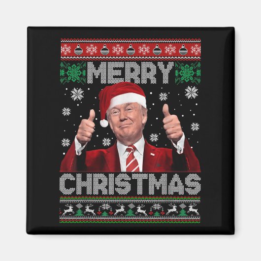 Merry Christmas Donald Trump Santa Family Xmas Ugl Magneet (Voorkant)