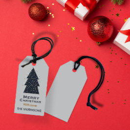 Merry Christmas donkergrijs gepersonaliseerde Gift Cadeaulabel