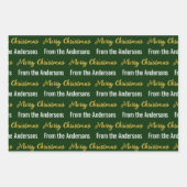 Merry Christmas Donkergroen Wit Goud Script Naam Inpakpapier Vel (Voorkant 3)