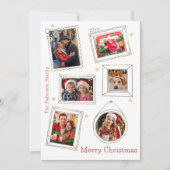 Merry Christmas Doodle Lijst Multi Foto Feestdagenkaart (Voorkant)