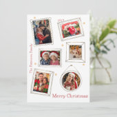 Merry Christmas Doodle Lijst Multi Foto Feestdagenkaart (Staand voorkant)