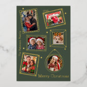 Merry Christmas Doodle Lijst Multi Foto Folie Feestdagenkaart (Voorkant)