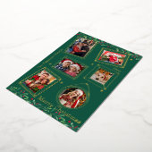 Merry Christmas Doodle Lijst Multi Photo Floral Folie Feestdagenkaart (Gedraaid)