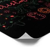 Merry Christmas Doodle Xmas Tree Gingerbread Men W Poster (Hoek)
