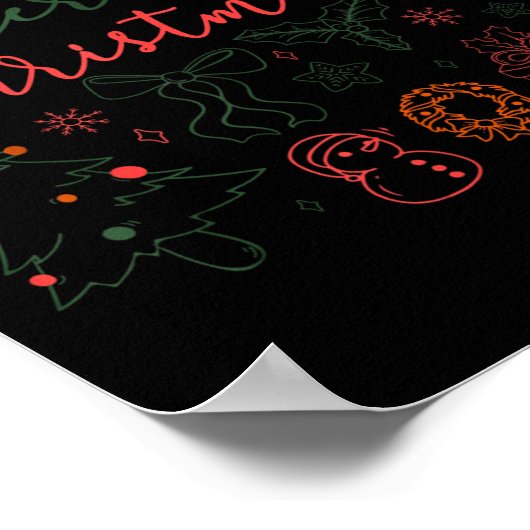 Merry Christmas Doodle Xmas Tree Gingerbread Men W Poster (Hoek)