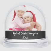 Merry Christmas Double Photo (black/white) Sneeuwbol