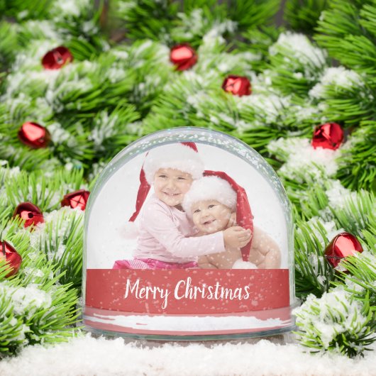 Merry Christmas Double Photo Sneeuwbol (Kerstmis)