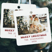 Merry Christmas Double Sided Photo Family Keepsake Metalen Ornament