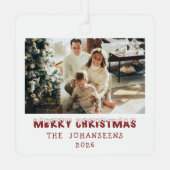 Merry Christmas Double Sided Photo Family Keepsake Metalen Ornament (Achterkant)