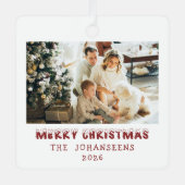 Merry Christmas Double Sided Photo Family Keepsake Metalen Ornament (Voorkant)