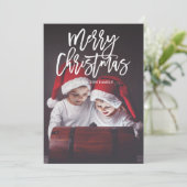 MERRY CHRISTMAS dubbelzijdig met foto's met kerstm Feestdagenkaart (Staand voorkant)