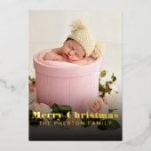 MERRY CHRISTMAS dubbelzijdig met foto's met kerstm Folie Feestdagenkaart (Voorkant)