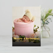 MERRY CHRISTMAS dubbelzijdig met foto's met kerstm Folie Feestdagenkaart (Staand Voorkant)