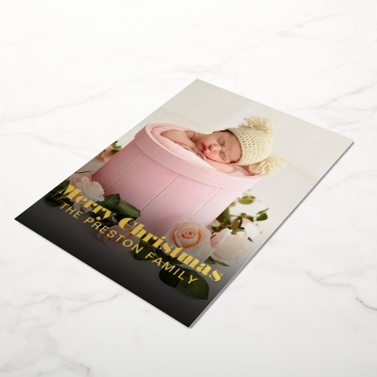 MERRY CHRISTMAS dubbelzijdig met foto's met kerstm Folie Feestdagenkaart (Gedraaid)