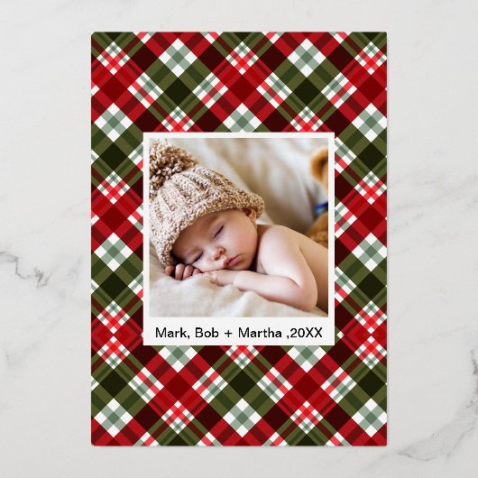 MERRY CHRISTMAS dubbelzijdig met foto's met kerstm Folie Feestdagenkaart (Achterkant)