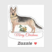 Merry Christmas Duitse herder op maat gesneden vin Sticker (Vel)