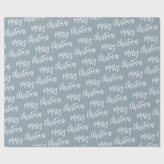 Merry Christmas Dusty Blue Elegant Script Patroon Cadeaupapier (Vlak)