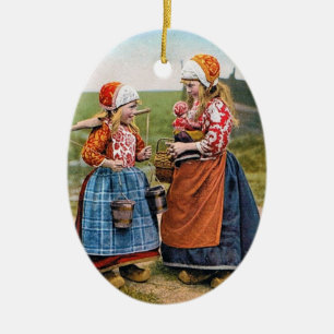 MERRY CHRISTMAS Dutch Girls HOLIDAY ORNAMENT