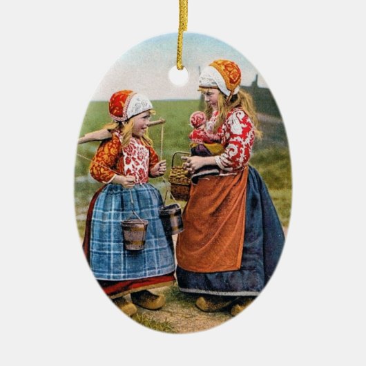 MERRY CHRISTMAS Dutch Girls HOLIDAY ORNAMENT (Voorkant)