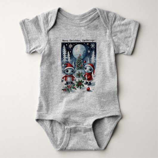 Merry Christmas Eathlings Cute Santa Aliens Romper (Voorkant)