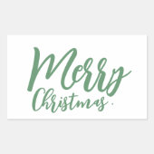 Merry Christmas Eenvoudig Girly Groen Script Rechthoekige Sticker (Voorkant)