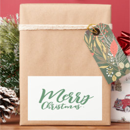 Merry Christmas Eenvoudig Girly Groen Script Rechthoekige Sticker