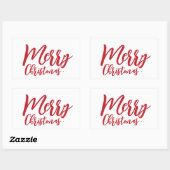 Merry Christmas Eenvoudig Girly Rood Script Rechthoekige Sticker (Vel)