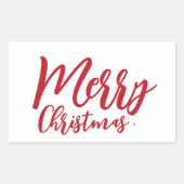 Merry Christmas Eenvoudig Girly Rood Script Rechthoekige Sticker (Voorkant)