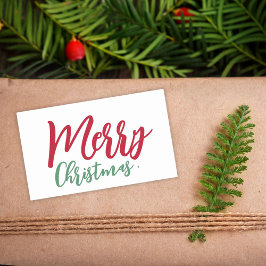 Merry Christmas Eenvoudig Rood Groen Script Rechthoekige Sticker