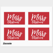 Merry Christmas Eenvoudig Wit Script Rood Rechthoekige Sticker (Vel)