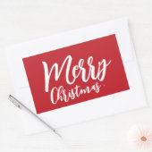 Merry Christmas Eenvoudig Wit Script Rood Rechthoekige Sticker (Envelop)