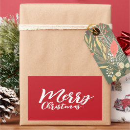 Merry Christmas Eenvoudig Wit Script Rood Rechthoekige Sticker