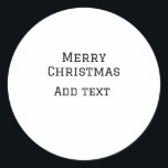 Merry Christmas eenvoudige minimale add naam tekst Ronde Sticker<br><div class="desc">ontwerp</div>