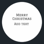 Merry Christmas eenvoudige minimale add naam tekst Ronde Sticker<br><div class="desc">ontwerp</div>