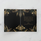 Merry Christmas Elegant Botanical Zwart Goud Feestdagen Kaart (Binnen)