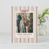 Merry Christmas Elegant Bow Photo Holiday Card Feestdagenkaart (Staand voorkant)